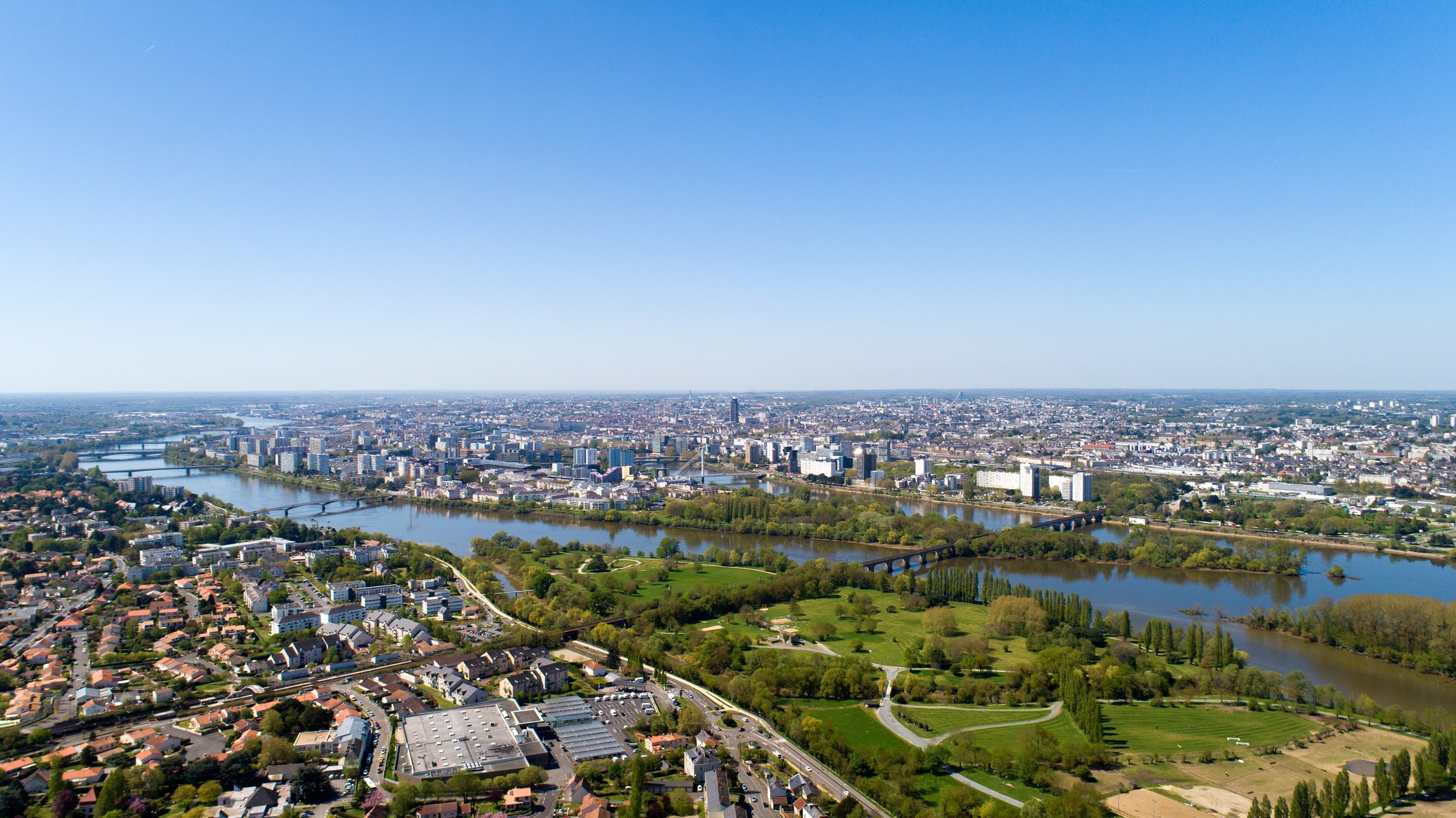 Aerial photography of Nantes city